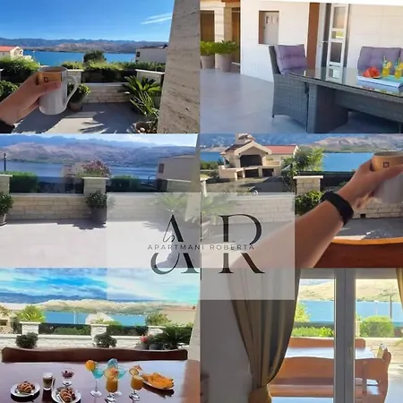 Roberta Pag -obiteljska Kuca Prizemnica Sa 2 Odvojena Apartmana Od Toga Jedan Moderan Luxuzniji, Pogled Na Sa Velikih Terasa, Dvosobni * Pag Town